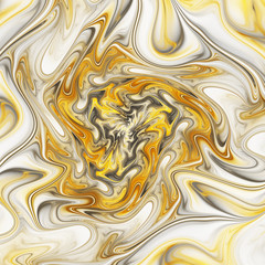 Abstract golden wavy texture. Fantasy fractal background. Digital art. 3D rendering.