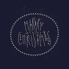 Concept of Vector Christmas lettering. Embroidered emblem 