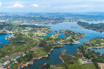 Guatape lake viewed from the top of the famous Rock (Piedra)