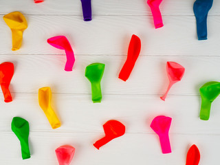 balloons, colored ribbons, and tubules for a cocktail, background, holiday, bright