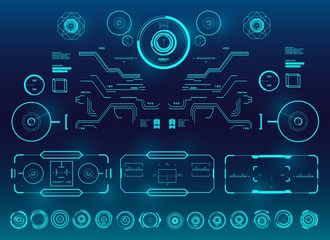 HUD user interface, target. Futuristic blue virtual graphic touch user interface