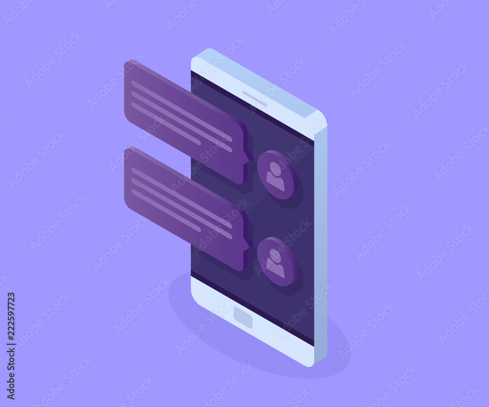 Wall mural chatting and messaging social networking concept. vector 3d isometric illustration.