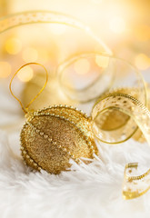 Gold Christmas baubles