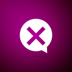 Fototapeta na wymiar X Mark, Cross in circle icon isolated on purple background. Check cross mark icon. Flat design. Vector Illustration