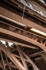 Stalactites in Eiffel Tower on a winter day