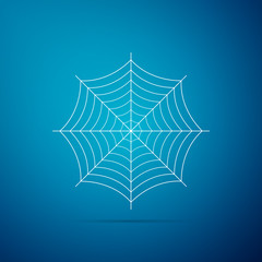 Spider web icon isolated on blue background. Cobweb sign. Flat design. Vector Illustration