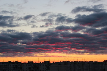 sunset over the city