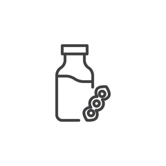 Soy milk bottle outline icon. linear style sign for mobile concept and web design. Bottle and soy line vector icon. Symbol, logo illustration. Pixel perfect vector graphics