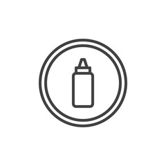 Mustard bottle in a circle outline icon. linear style sign for mobile concept and web design. simple line vector icon. Symbol, logo illustration. Pixel perfect vector graphics