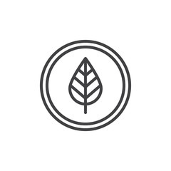 Leaf in a circle outline icon. linear style sign for mobile concept and web design. Eco, natural line vector icon. Symbol, logo illustration. Pixel perfect vector graphics