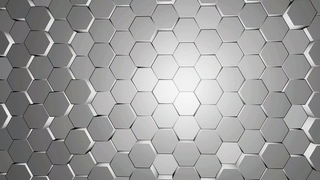 White And Grey Hexagon Background Texture motion video. 3d render hexagon moving.