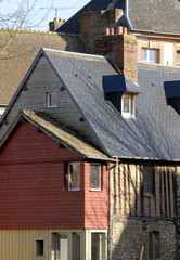 Ville de Rugles, typique maison en bois et colombages, département de l'Eure, Normandie, France