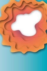 Multi color paper layers 3D papercut with gradient on blue vector background. Abstract paper cut texture for topography website template origami paper shape concept