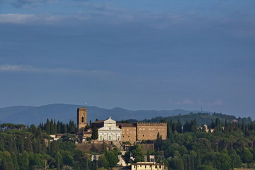 Fototapeta na wymiar Aerial view of San Miniato church, Florence Italy