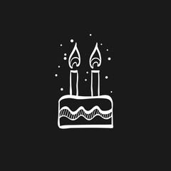 Sketch icon in black - Birthday cake