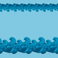 Seamless marine background with wave borders.
