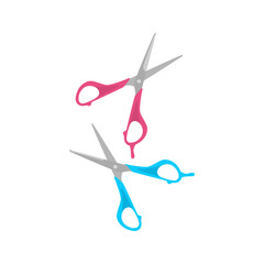 Barber scissors color vector icon. Flat design