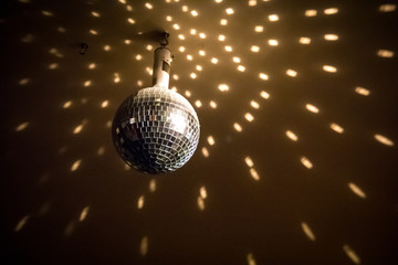 Disco ball lights in a bar in Brussels Belgium