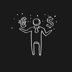 Sketch icon in black - Businessman dollar