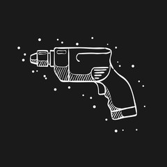 Sketch icon in black - Electric drill