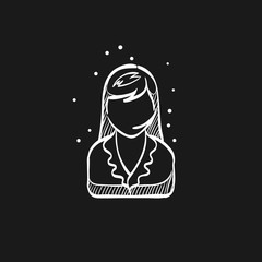 Sketch icon in black - Female receptionist