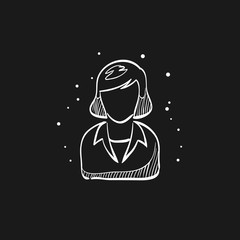 Sketch icon in black - Female receptionist