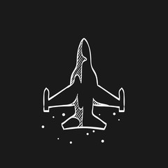 Sketch icon in black - Fighter jet