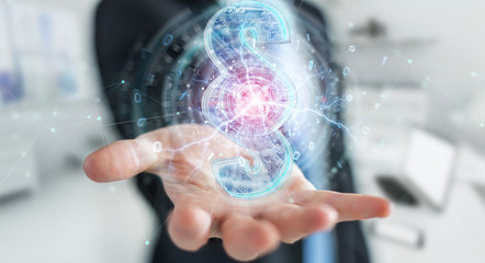 Businessman using 3D rendering digital paragraph law symbol