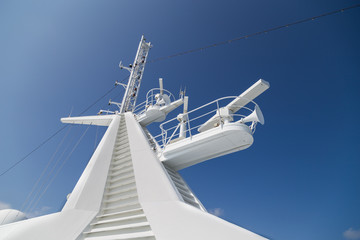 Closeup of cruise ship satelite radar antenna