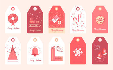 New Year stickers for gifts and clothes. Christmas label set elements vector