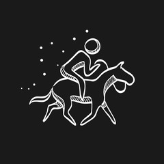 Sketch icon in black - Horse riding