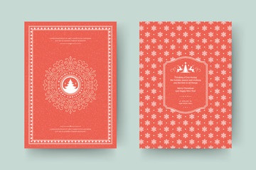Christmas greeting card design template vector illustration.