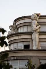 Rooftop statues of the Art-Deco Police Station of the 12th District in Paris, with 12 reproductions...