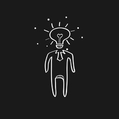 Sketch icon in black - Lightbulb head