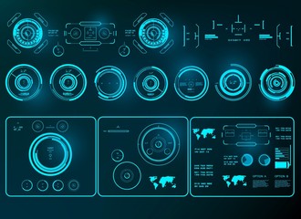 HUD interface futuristic blue virtual graphic touch user interface, target
