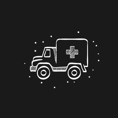 Sketch icon in black - Military ambulance