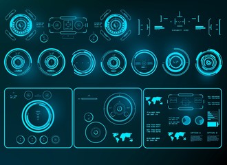HUD interface futuristic blue virtual graphic touch user interface, target