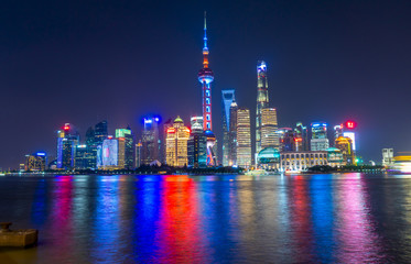 Beautiful sunrise view of the bund in Shanghai, China