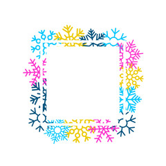 Winter sale background with colorful snowflakes