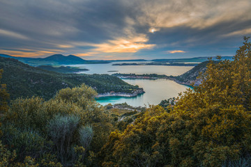 view of mountains and lake