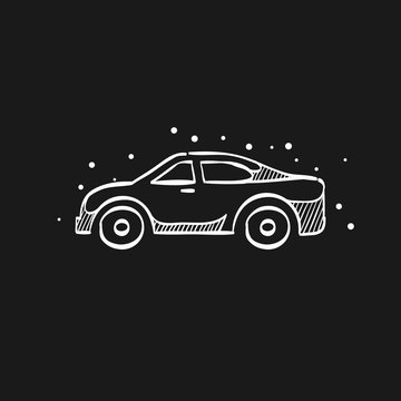 Sketch icon in black - Car sedan