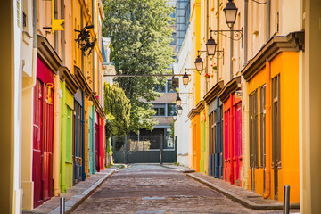 Fototapeta na wymiar Colorful neighborhood in Paris, France