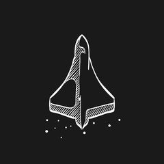 Sketch icon in black - Supersonic airplane