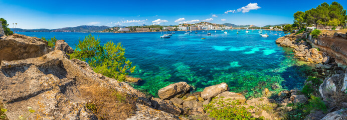 Obraz premium Summer vacation at seaside of Santa Ponca on Mallorca island, Mediterranean Sea