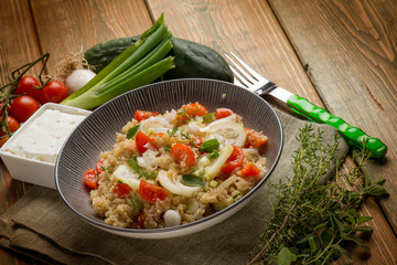 mixed salad with quinoa cucumber and tomatoes