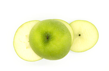 Closeup fresh green apple isolated on white background of file with Clipping Path .