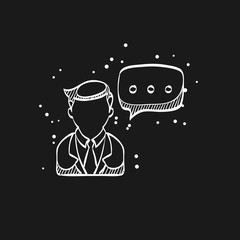 Sketch icon in black - Businessman talk