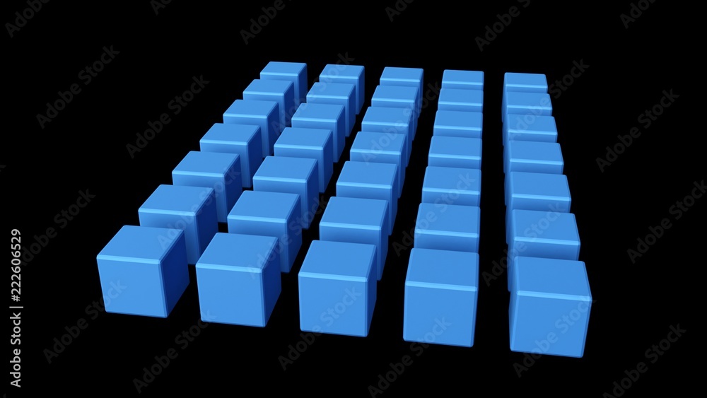 Fototapete geometric array of blue cube - 3d rendering