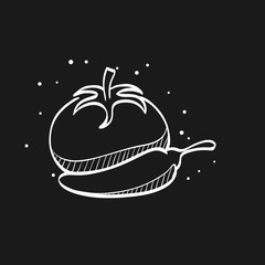 Sketch icon in black - Tomato and pepper