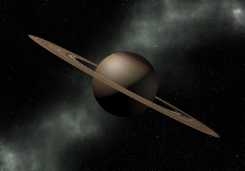Saturn planet. Space exploration.  3D Illustration.